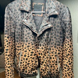 Leopard Print Women's Leather Jacket